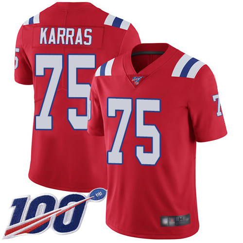 New England Patriots Football 75 Vapor Untouchable 100th Season Limited Red Men Ted Karras Alternate NFL Jersey